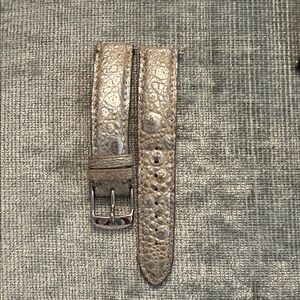 Michele Textured silver tone leather Watch Strap
